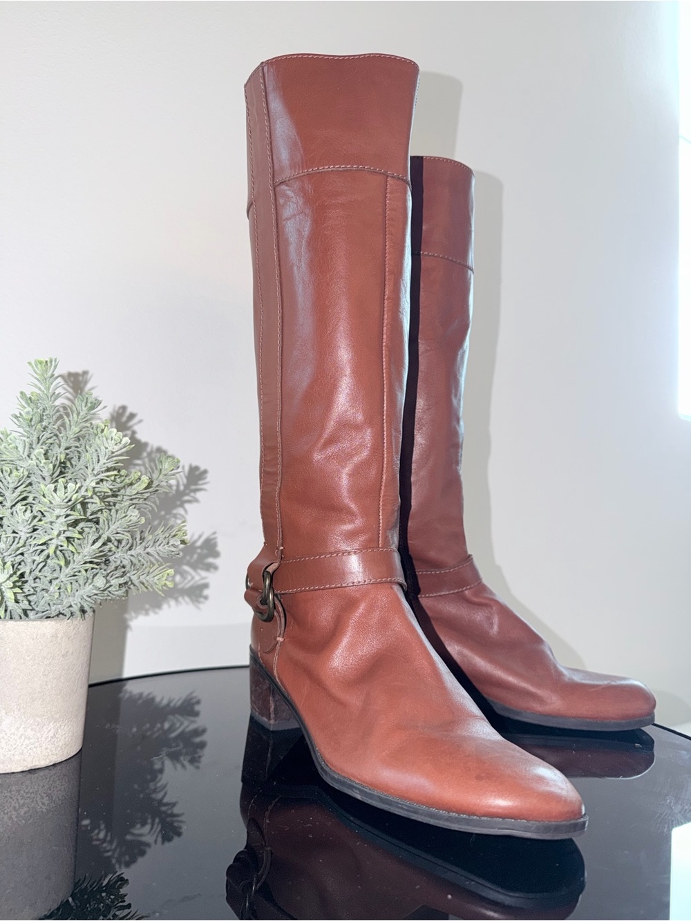 Bandolino Brown Knee High Riding Boots Buckle Accent Women’s Size 10